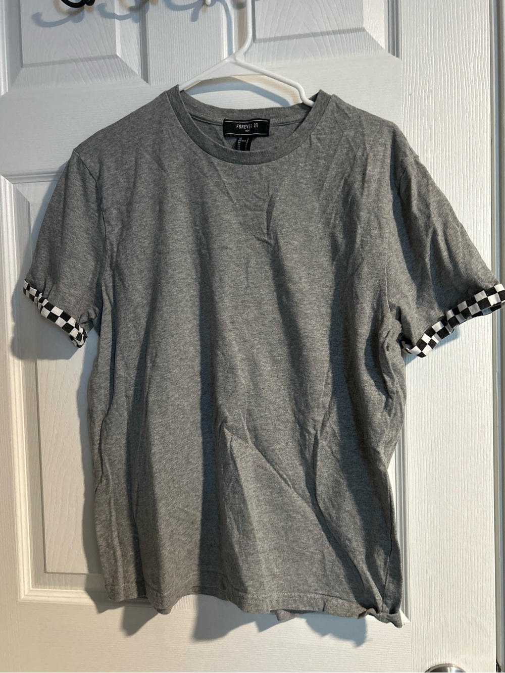 Forever 21 Grey T-shirt with Checkered Edges
